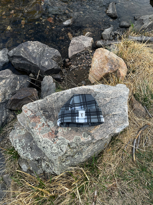 Grey Plaid Beanie