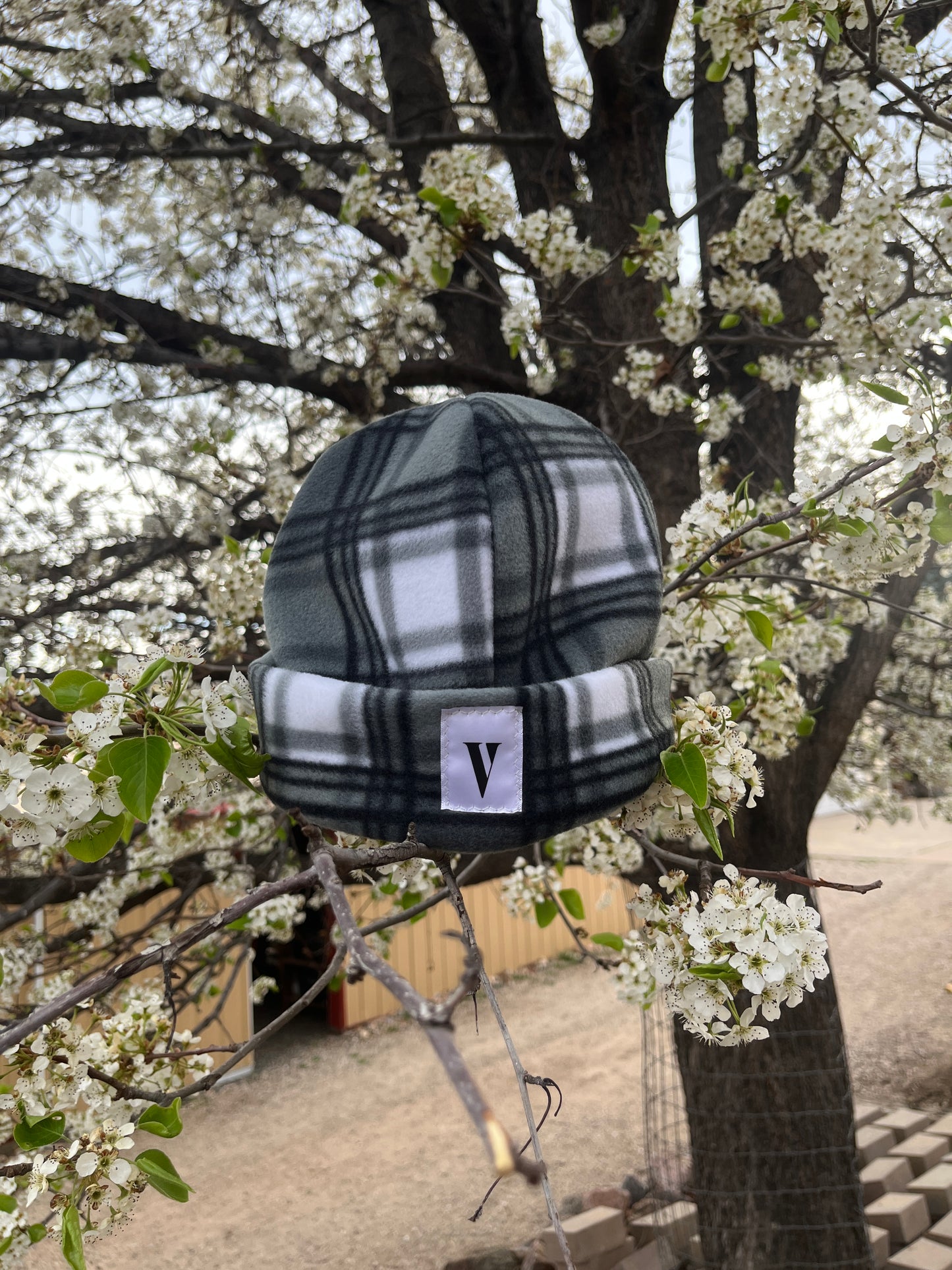 Grey Plaid Beanie