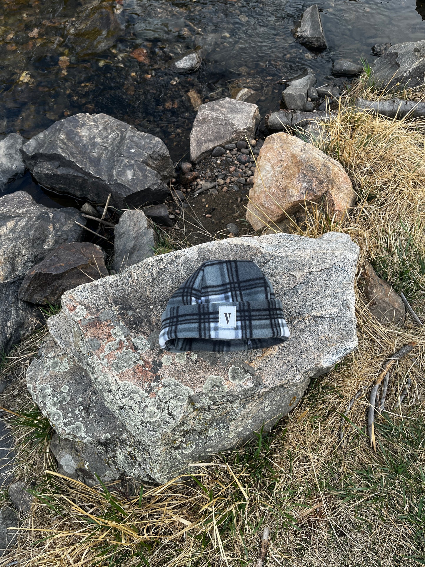 Grey Plaid Beanie