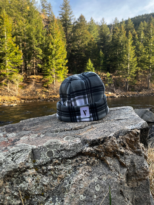 Grey Plaid Beanie