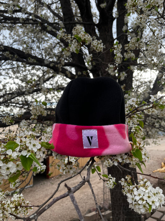 Pink Camo/ Black Beanie