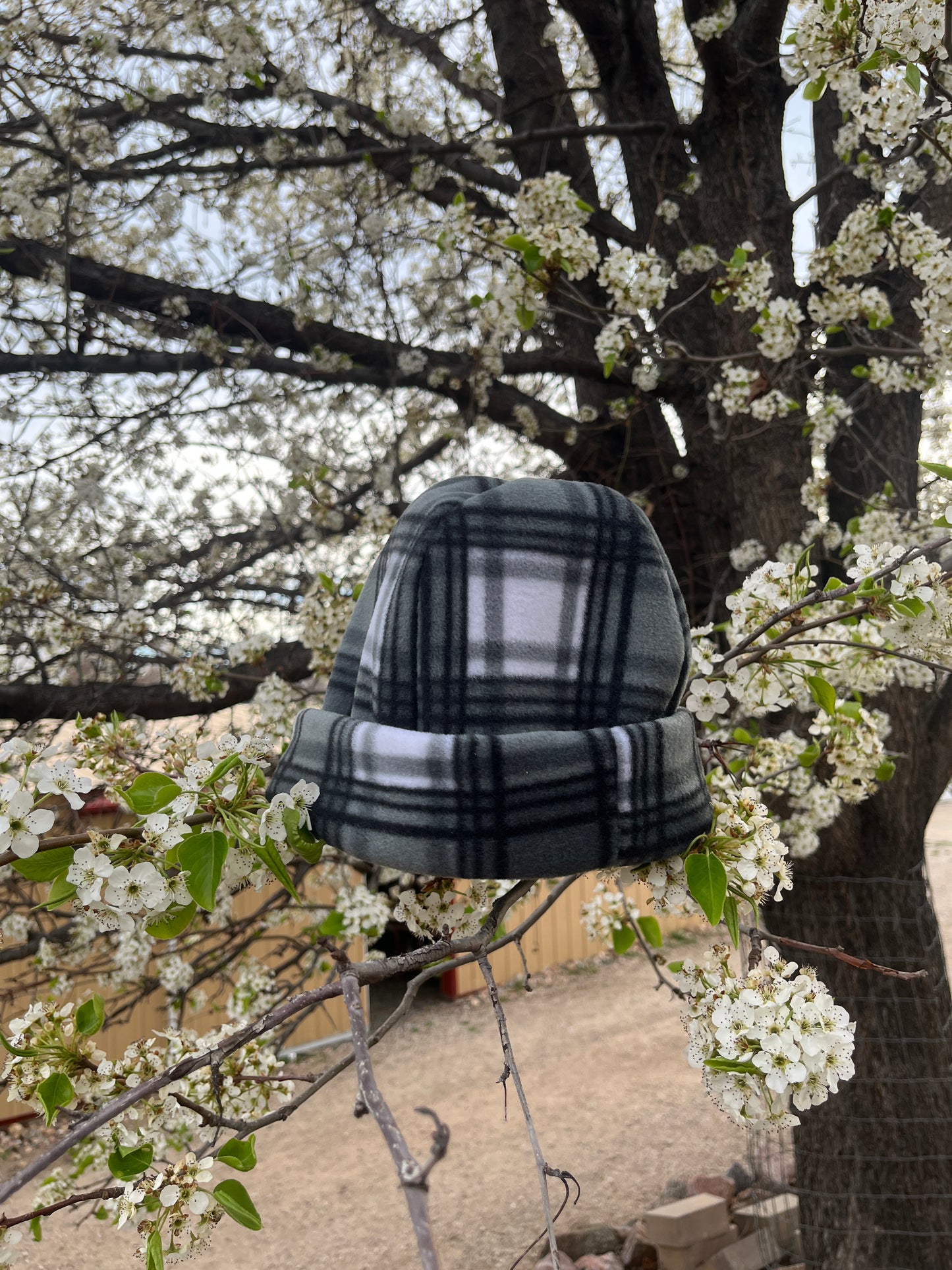 Grey Plaid Beanie